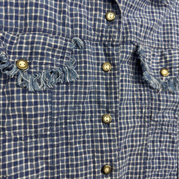 Ignite Basics Plaid Sleeveless Button Up Top Fringe Hem Western Concert Festival - Picture 2 of 4